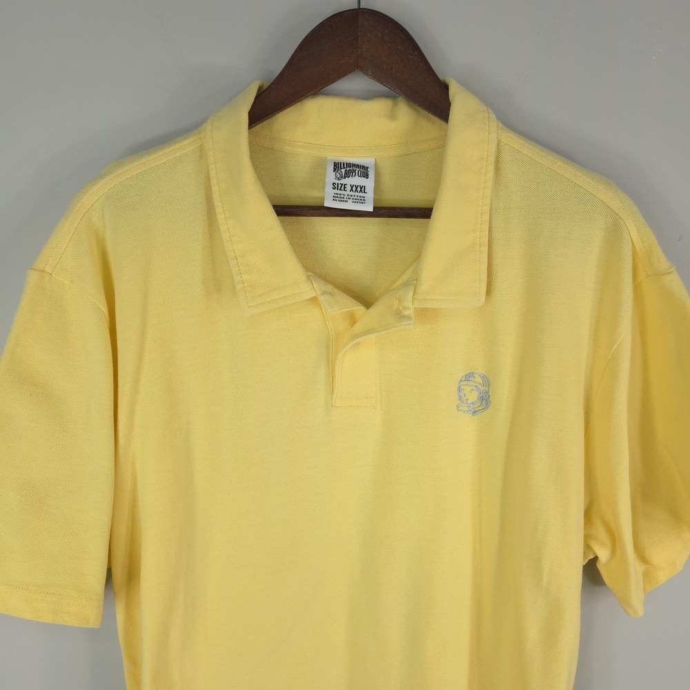 Billionaire Boys Club Polo Shirt Mens 3XL Yellow Astronaut Logo Cotton Pique - Picture 2 of 10